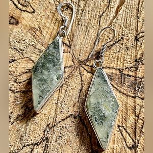 Elegant Silver and Green Dangle Earrings